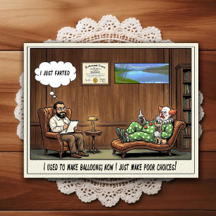 Cartão Postal de Humor de Consultório Psiquiátrico