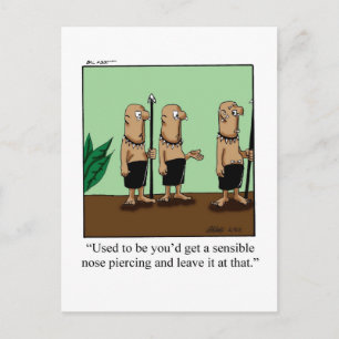 Cartão postal de humor de piercings simples engraç