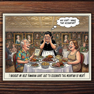 Cartão postal de humor de restaurante vida de garç