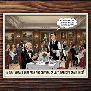 Cartão postal de humor de restaurante vida de garç