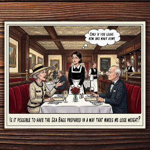 Cartão postal de humor de restaurante vida de garç