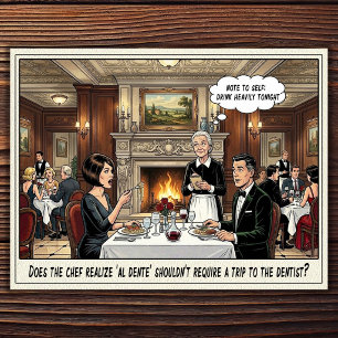 Cartão postal de humor de restaurante vida de garç