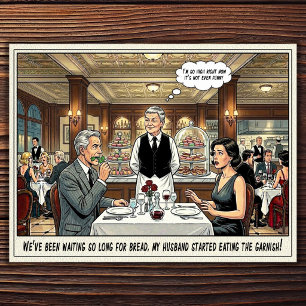 Cartão postal de humor de restaurante vida de garç