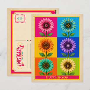 Cartão Postal de Hutchinson Kansas Sunflower Vinta