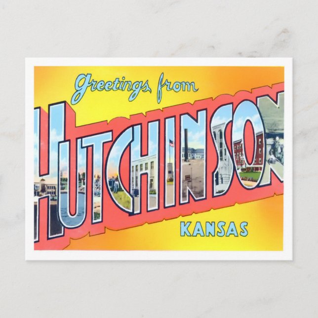 Cartão postal de Hutchinson, Kansas Vintage (Frente)