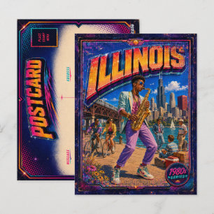 Cartão Postal de Illinois dos Anos 80 Retro