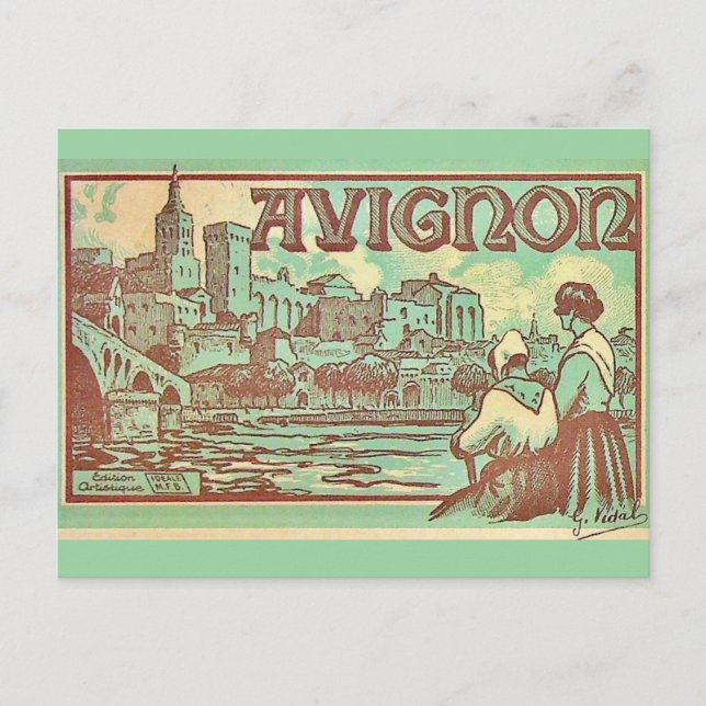 Cartão postal de Ilustração Avignon France (Frente)