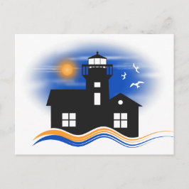 Cartão Postal de Ilustração do Farol Preto na Pais