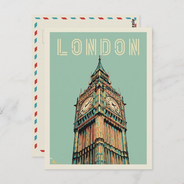 Cartão postal de ilustração do London Big Ben (Frente/Verso)
