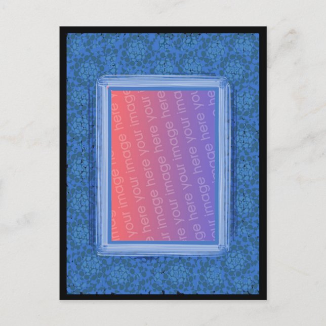 Cartão Postal de Imagem Azul Mosaico (Frente)