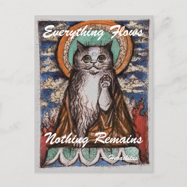 Cartão postal de Impermanência Dharma Cat (Frente)