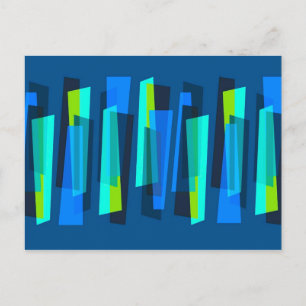 Cartão Postal de Impressão Abstrata Azul e Verde R