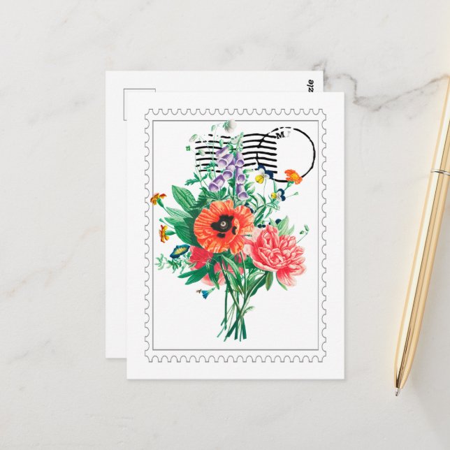 Cartão postal de impressão falsa da tela de buquê  (Frente/Verso In Situ)