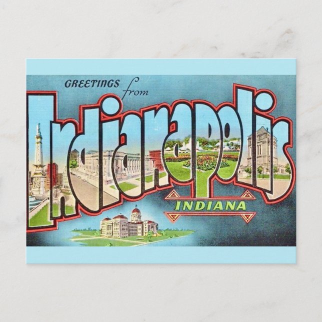 Cartão postal de Indianapolis Indiana (Frente)