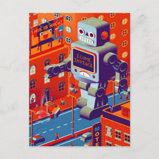 cartão postal de invasão de robôs