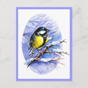 Cartão postal de inverno de Chickadee.