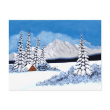 Cartão Postal de Inverno Nevado e Alegre