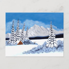 Cartão Postal de Inverno Nevado e Alegre