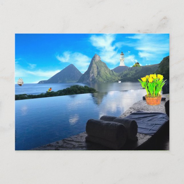 Cartão postal de Jade Mountain Resort (Frente)