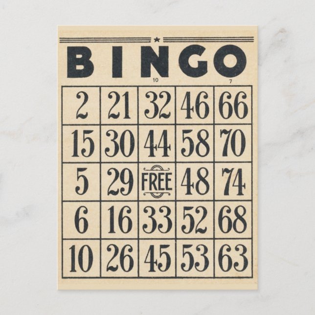 Cartão postal de jogo Vintage Bingo (Frente)