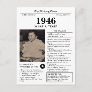 Cartão postal de jornal de aniversário de 1946