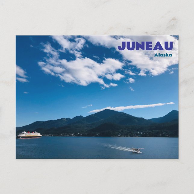 Cartão postal de Juneau Alasca com hidroavião de c (Frente)