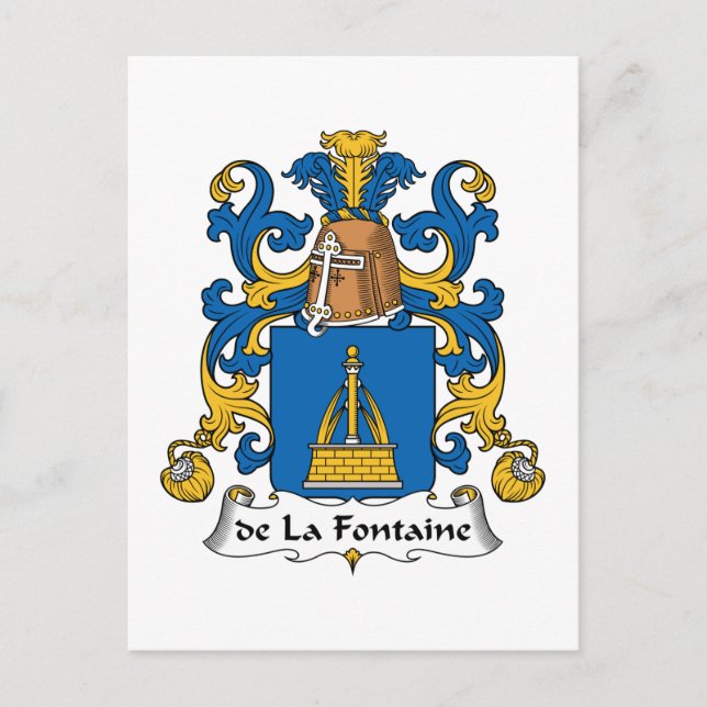 Cartão Postal de la Fontaine Family Crest (Frente)