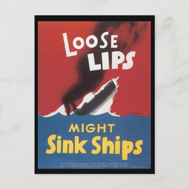 Cartão postal de Lábios Perdidos da Segunda Guerra (Frente)