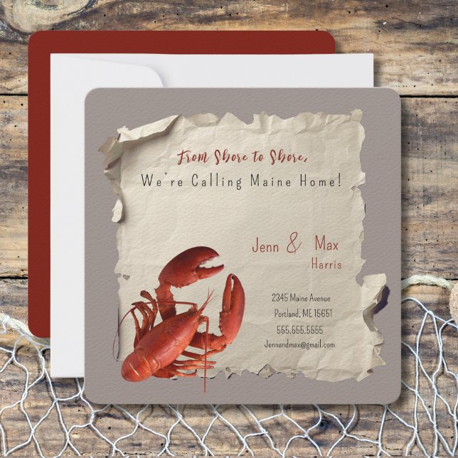 Cartão-postal de lançamento do novo Home Maine (Moving to Maine? Send your friends and family a beautiful personalized announcement!)