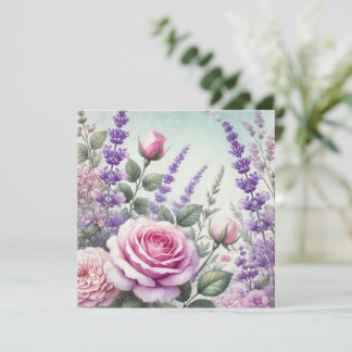 Cartão postal de lavanda e Rosa