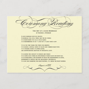 Cartão postal de leitura de cerimônia