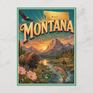 Cartão Postal de Lembrança de Viagem Retro de Mont