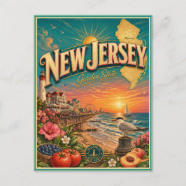 Cartão Postal de Lembrança de Viagem Retro de Nova