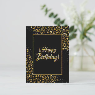 Cartão postal de leopardo com ouro preto e jóias