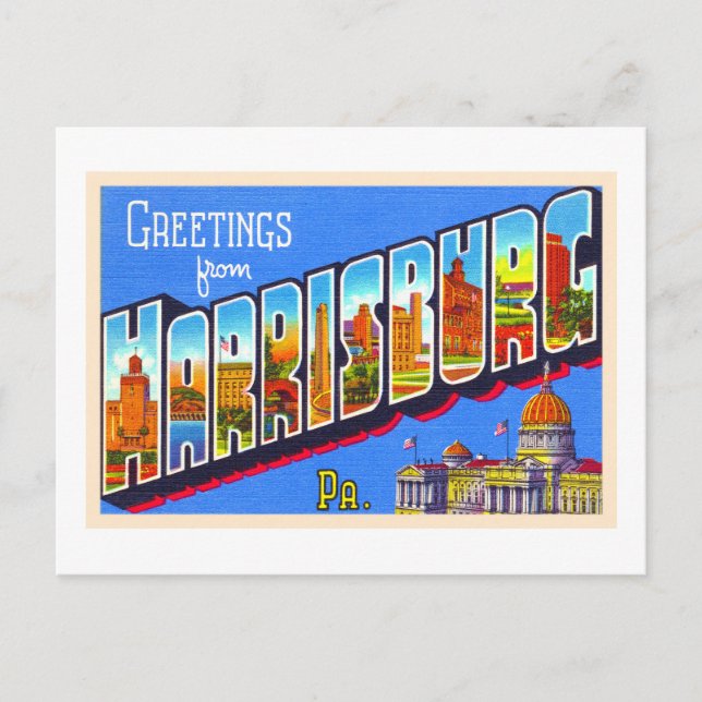 Cartão postal de letra grande de Harrisburg Pennsy (Frente)
