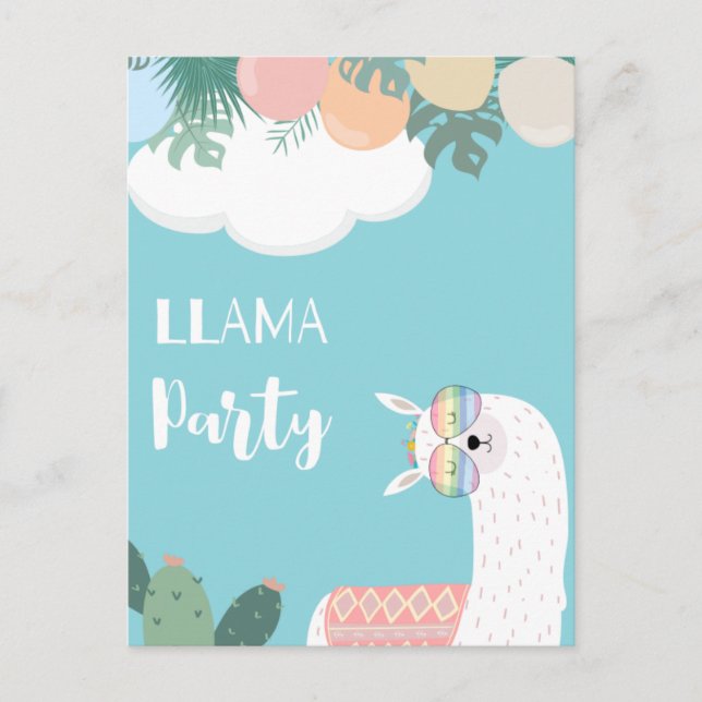 Cartão postal de lhama fofo (Frente)
