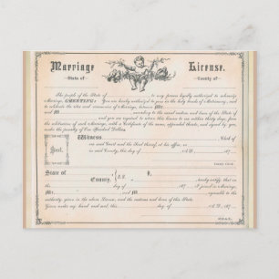 Cartão postal de Licença de Casamento Vintage