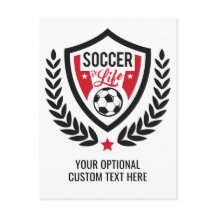 Cartão postal de logotipo de futebol com texto e c