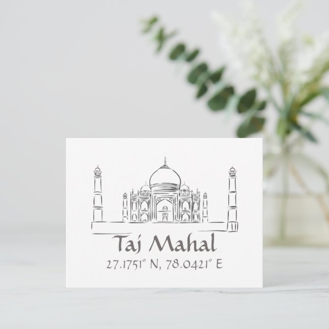 Cartão postal de Longitude Taj Mahal Latitude (Em pé/Frente)