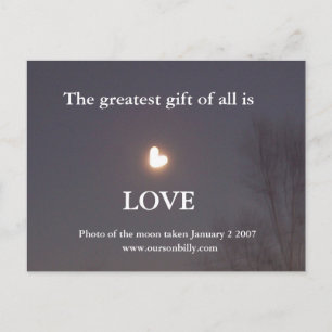 Cartão postal de lua em forma de coração