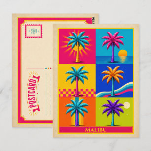 Cartão Postal de Malibu Califórnia Palmeira Vintag