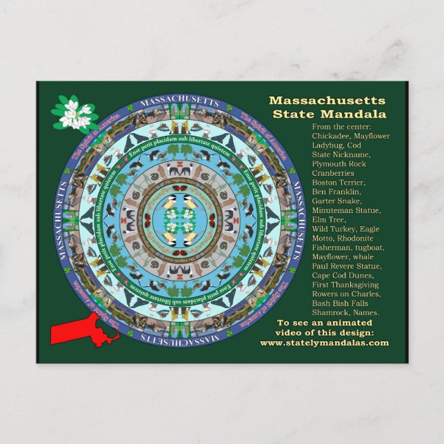 Cartão postal de Mandala do Estado de Massachusett (Frente)