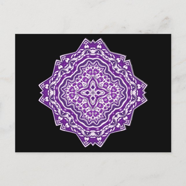 cartão postal de mandala roxo (Frente)