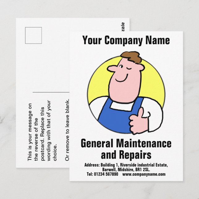 Cartão postal de Manutenção e Reparos de Edifícios (Frente/Verso)