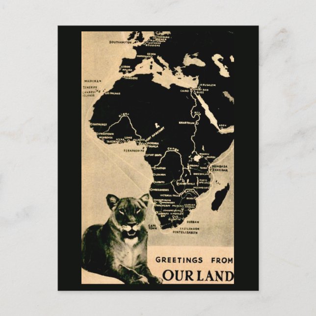 Cartão postal de mapa antigo da África (Frente)