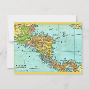 Cartão postal de mapa antigo da América Central