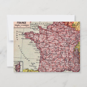 Cartão postal de mapa antigo da França