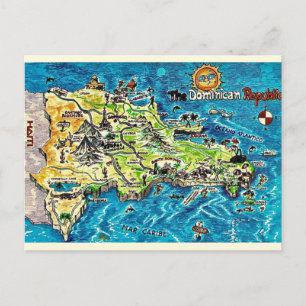 Cartão postal de mapa antigo da República Dominica
