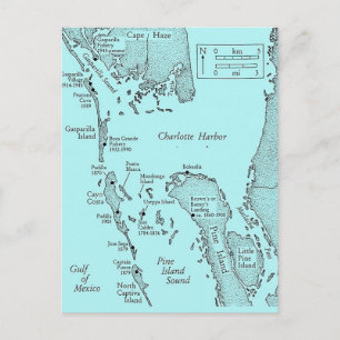 Cartão postal de mapa antigo do Porto de Charlotte