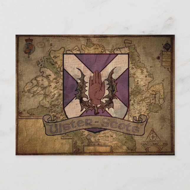 Cartão postal de mapa antigo do Ulster Scots (Frente)